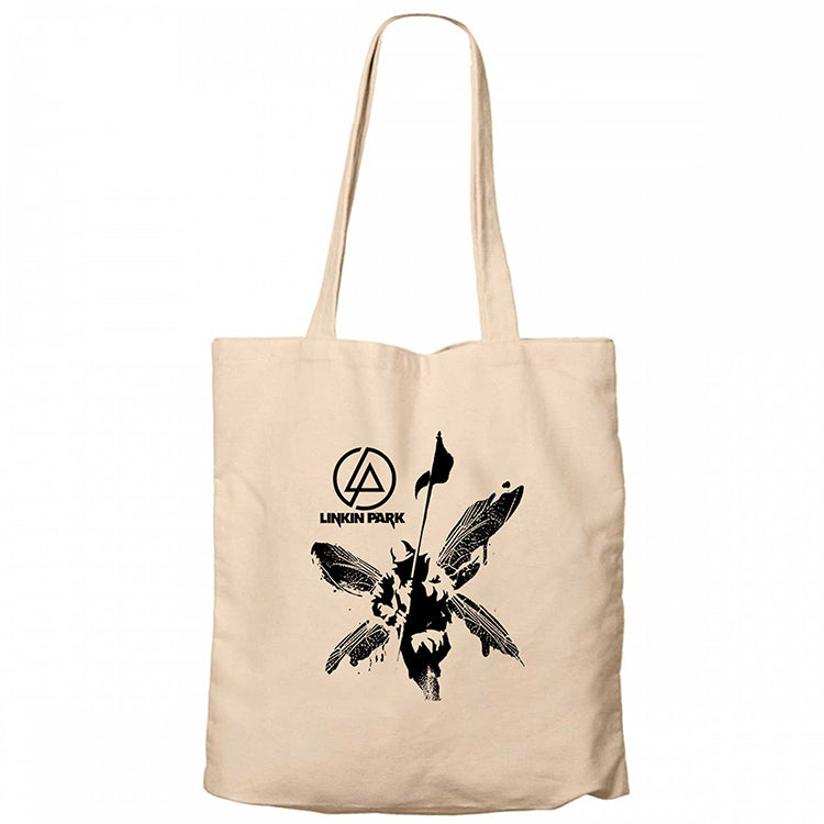 Linkin Park Butterfly Krem Fermuarlı Bez Çanta Gabardin