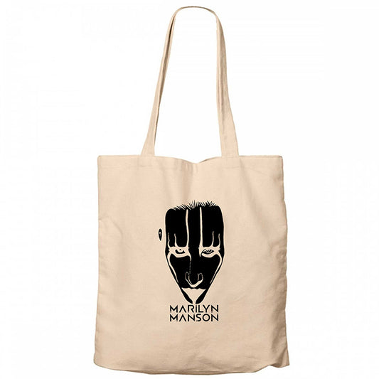 Marilyn Manson Head Krem Fermuarlı Bez Çanta Gabardin