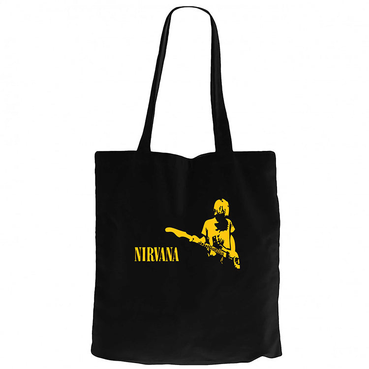 Nirvana Kurt Cobain Siyah Fermuarlı Bez Çanta Gabardin