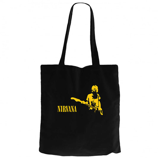 Nirvana Kurt Cobain Siyah Fermuarlı Bez Çanta Gabardin