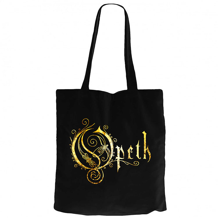 Opeth Logo Classic Siyah Fermuarlı Bez Çanta Gabardin