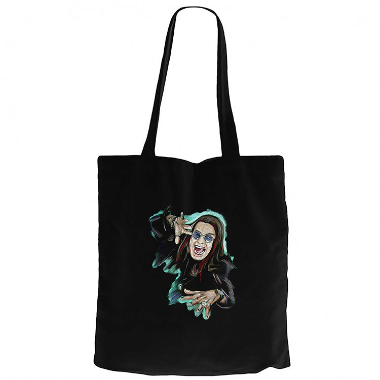Ozzy Osbounre Colors Body Siyah Fermuarlı Bez Çanta Gabardin
