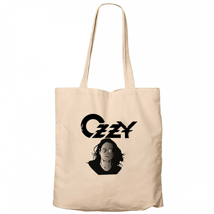 Ozzy Osbounre Head Krem Fermuarlı Bez Çanta Gabardin