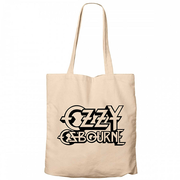 Ozzy Osbounre Logo Krem Fermuarlı Bez Çanta Gabardin