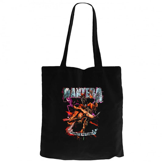 Pantera Cowboys From Hell Siyah Fermuarlı Bez Çanta Gabardin