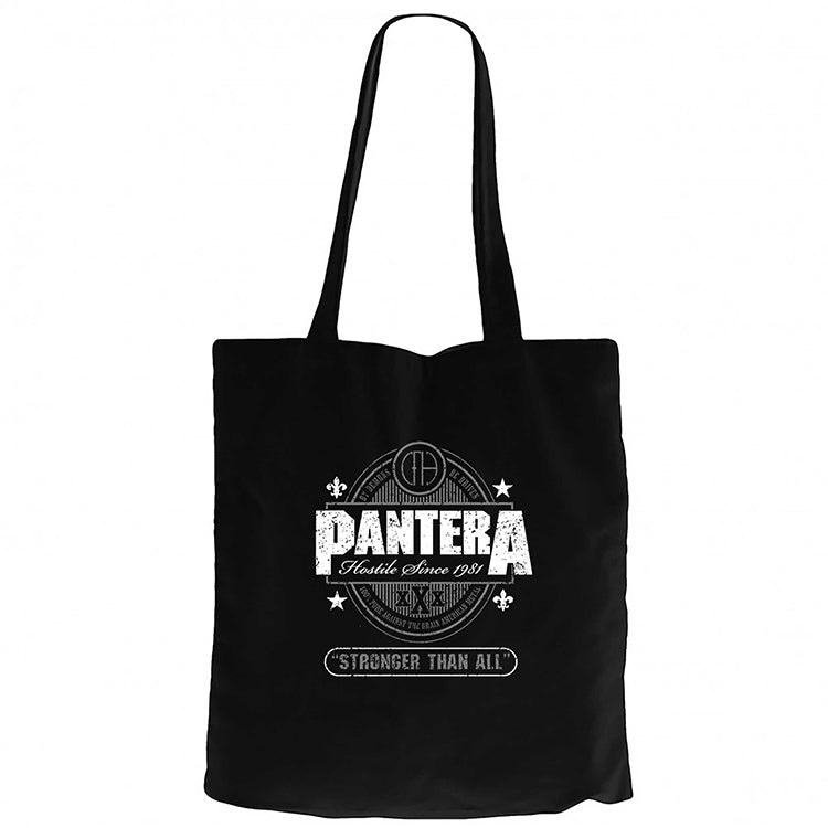 Pantera Stronger Than All Siyah Fermuarlı Bez Çanta Gabardin