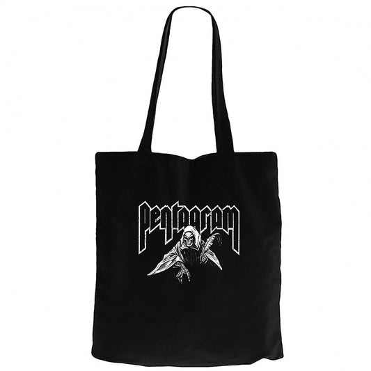Pentagram Lucifer Siyah Fermuarlı Bez Çanta Gabardin