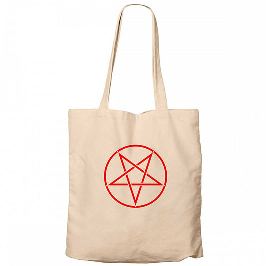 Pentagram Red Star Krem Fermuarlı Bez Çanta Gabardin