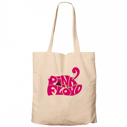 Pink Floyd Black Text Krem Fermuarlı Bez Çanta Gabardin