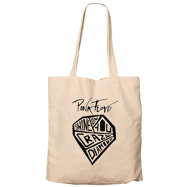 Pink Floyd Crayz Diamond Krem Fermuarlı Bez Çanta Gabardin