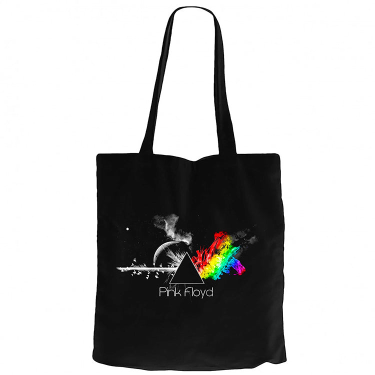 Pink Floyd RainBow Siyah Fermuarlı Bez Çanta Gabardin
