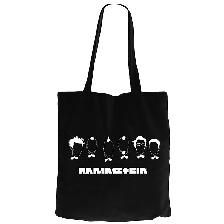 Rammstein Drawing Siyah Fermuarlı Bez Çanta Gabardin