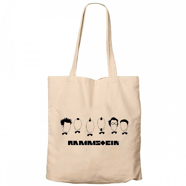 Rammstein Drawing 2 Krem Fermuarlı Bez Çanta Gabardin