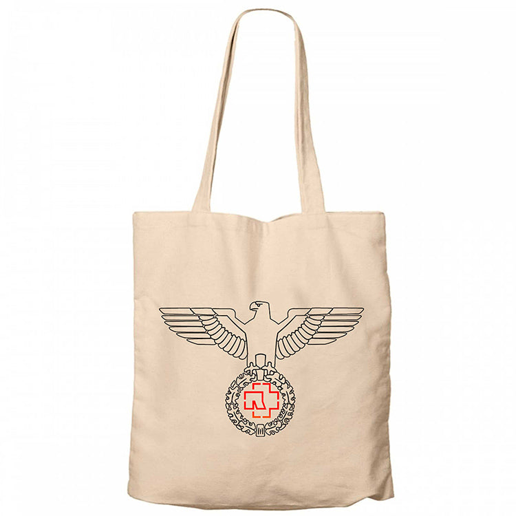 Rammstein Eagle Krem Fermuarlı Bez Çanta Gabardin