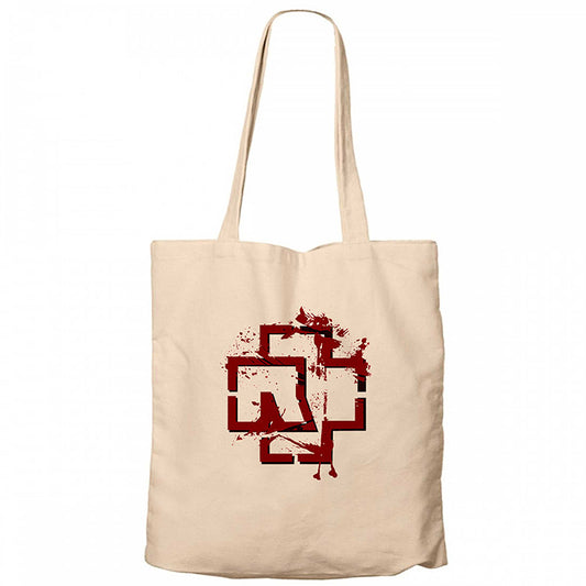 Rammstein Logo 4 Krem Fermuarlı Bez Çanta Gabardin