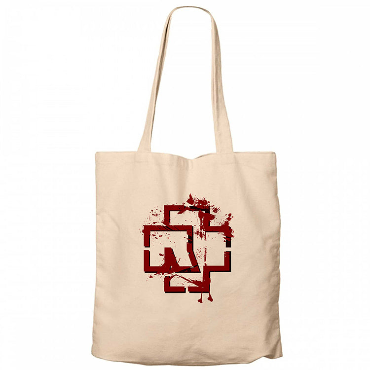 Rammstein Logo 4 Krem Fermuarlı Bez Çanta Gabardin