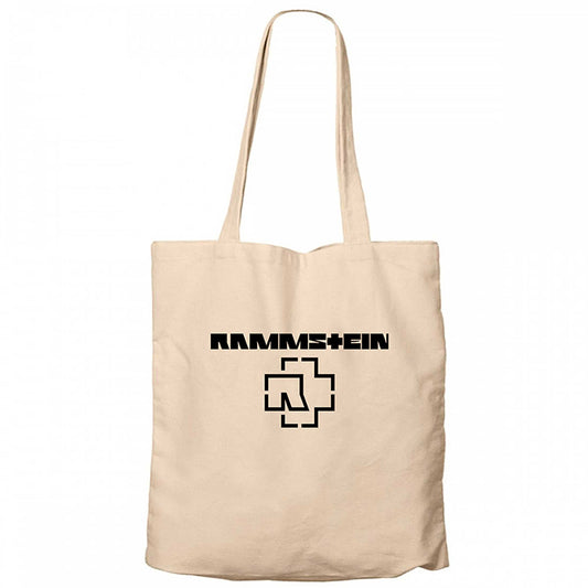 Rammstein Logo 5 Krem Fermuarlı Bez Çanta Gabardin