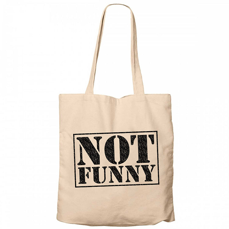 Not Funny Krem Fermuarlı Bez Çanta Gabardin