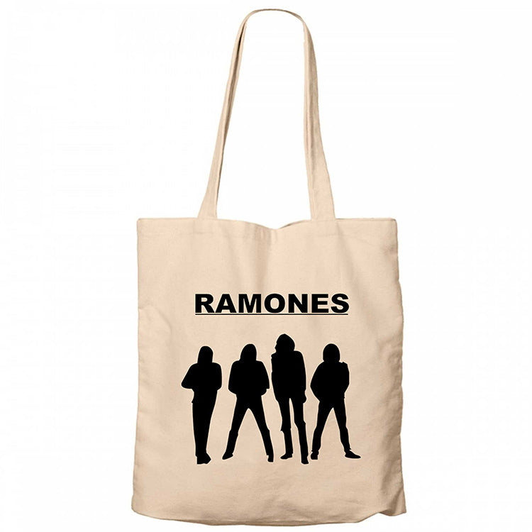 Ramones Group Krem Fermuarlı Bez Çanta Gabardin