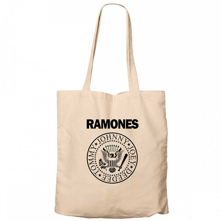 Ramones Look Out Below Krem Fermuarlı Bez Çanta Gabardin
