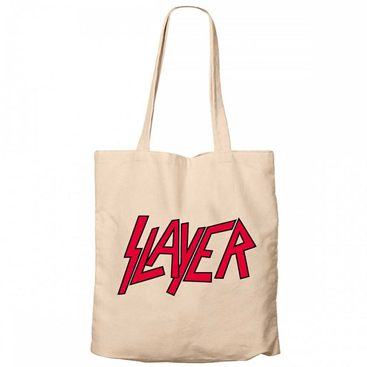 Slayer Logo Classic Krem Fermuarlı Bez Çanta Gabardin