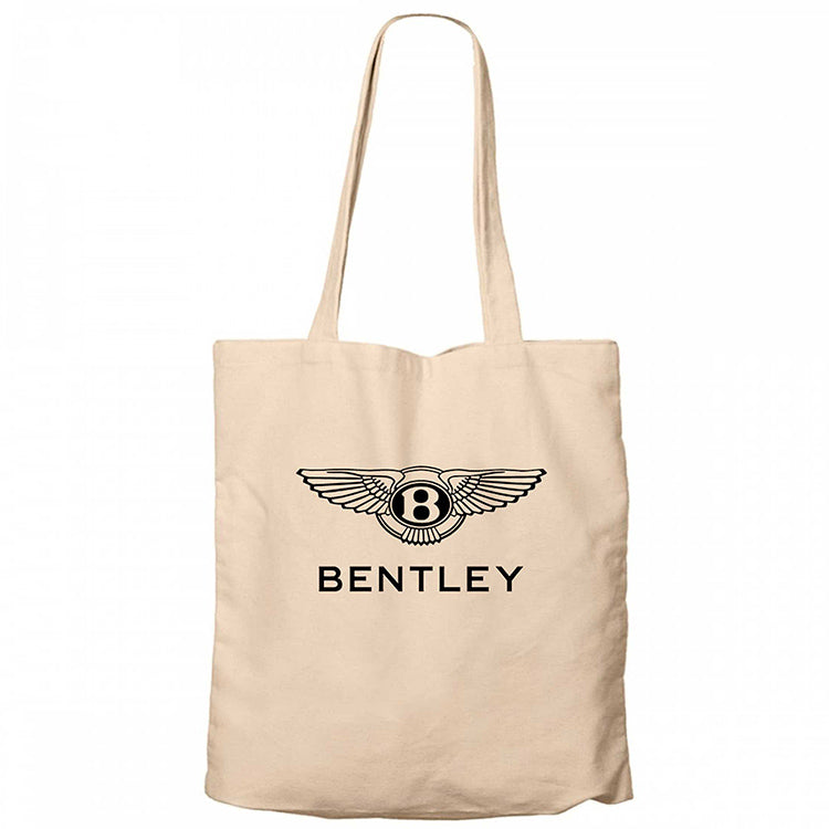 Bentley Logo Krem Fermuarlı Bez Çanta Gabardin
