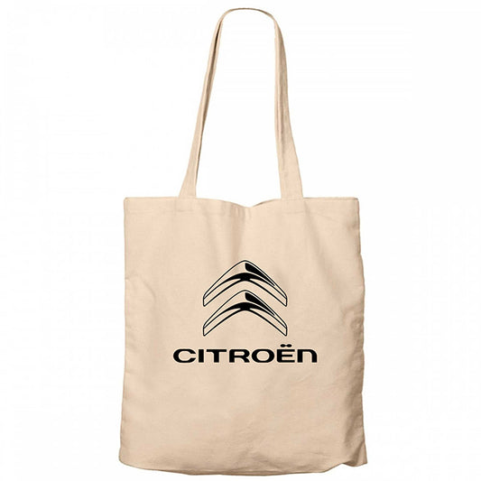 Citroen Logo Krem Fermuarlı Bez Çanta Gabardin