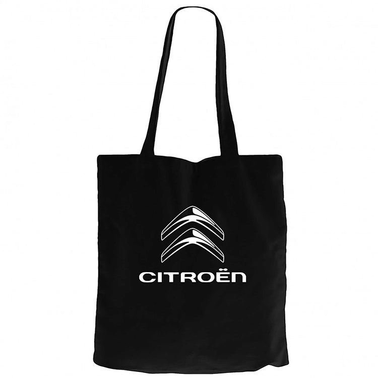 Citroen Logo 2 Siyah Fermuarlı Bez Çanta Gabardin