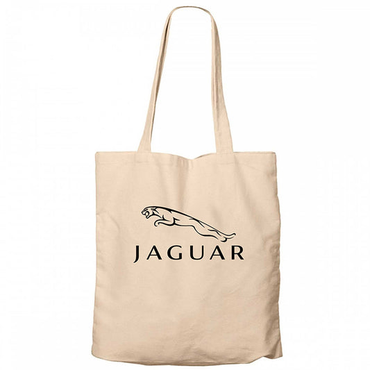Jaguar Logo Krem Fermuarlı Bez Çanta Gabardin