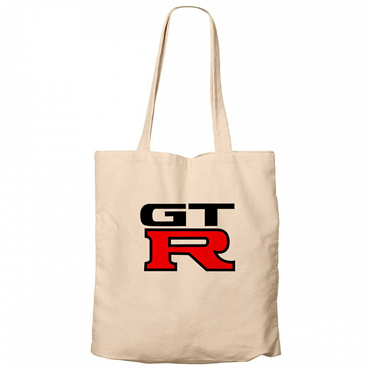 Nissan GTR Logo Krem Fermuarlı Bez Çanta Gabardin