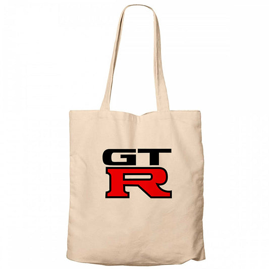 Nissan GTR Logo Krem Fermuarlı Bez Çanta Gabardin