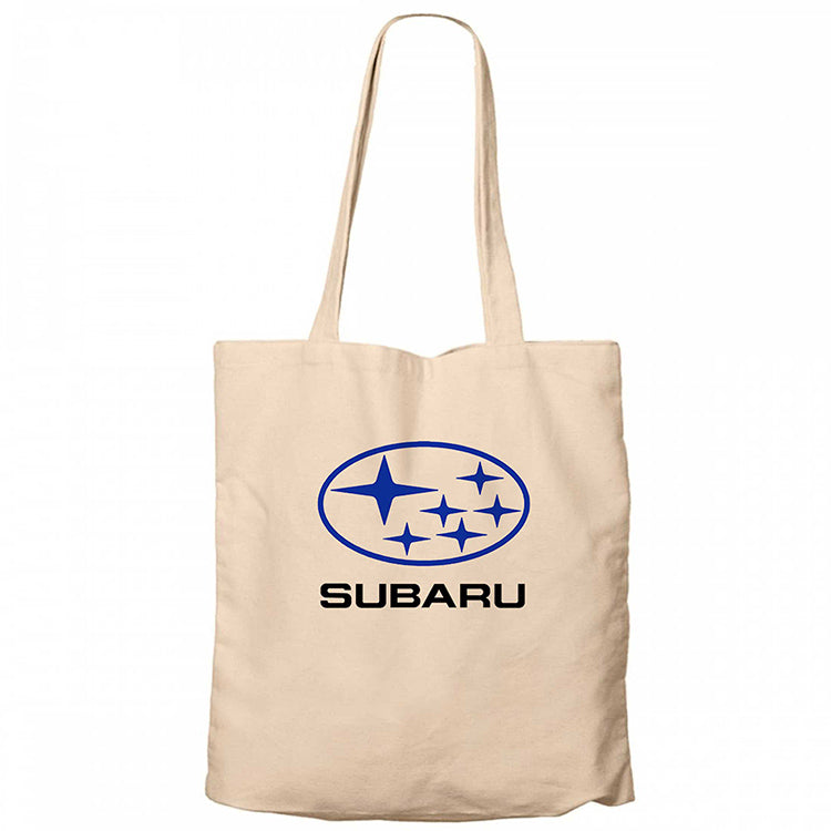Subaru Logo Stars Krem Fermuarlı Bez Çanta Gabardin