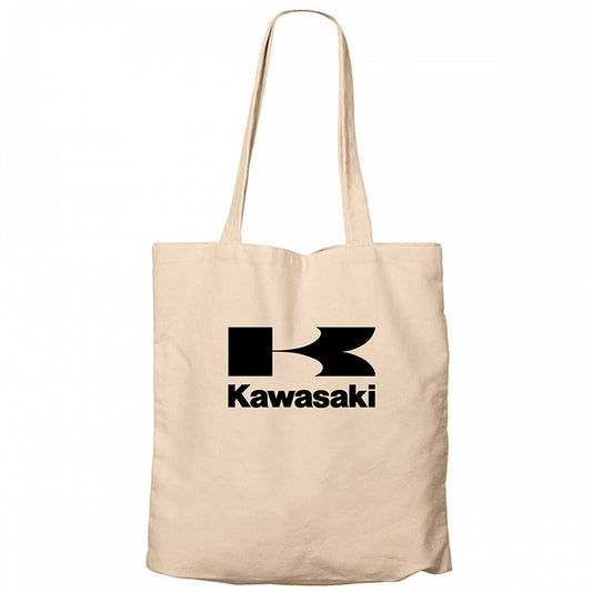 Kawasaki Logo Krem Fermuarlı Bez Çanta Gabardin