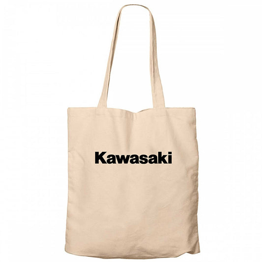Kawasaki Logo Type Krem Fermuarlı Bez Çanta Gabardin