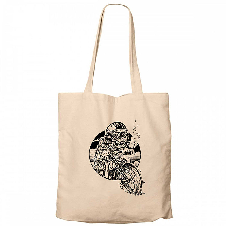 Skull Smoker Rider Krem Fermuarlı Bez Çanta Gabardin