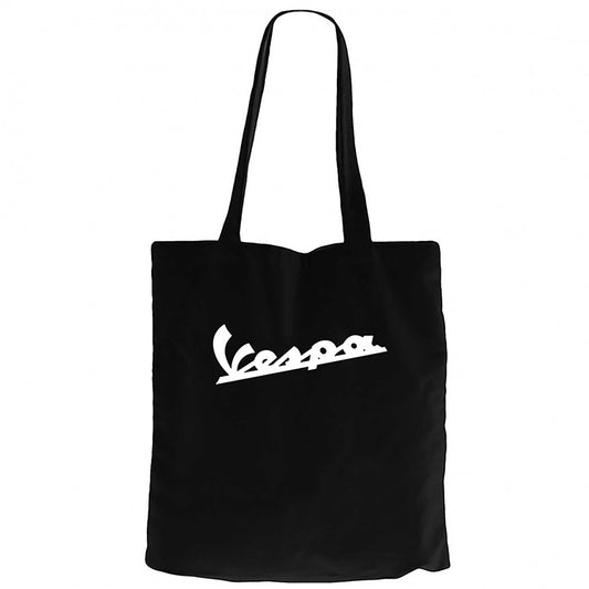 Vespa Logo 3 Siyah Fermuarlı Bez Çanta Gabardin