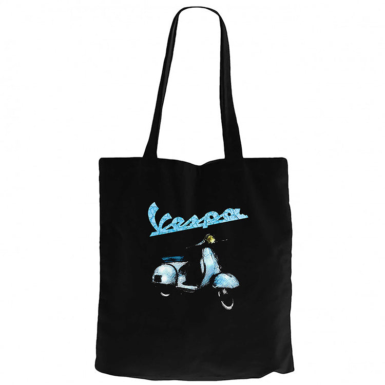 Vespa Vintage Siyah Fermuarlı Bez Çanta Gabardin