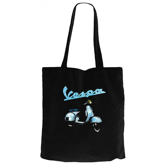 Vespa Vintage Siyah Fermuarlı Bez Çanta Gabardin