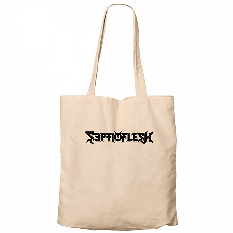 Septicflesh Logo Krem Fermuarlı Bez Çanta Gabardin