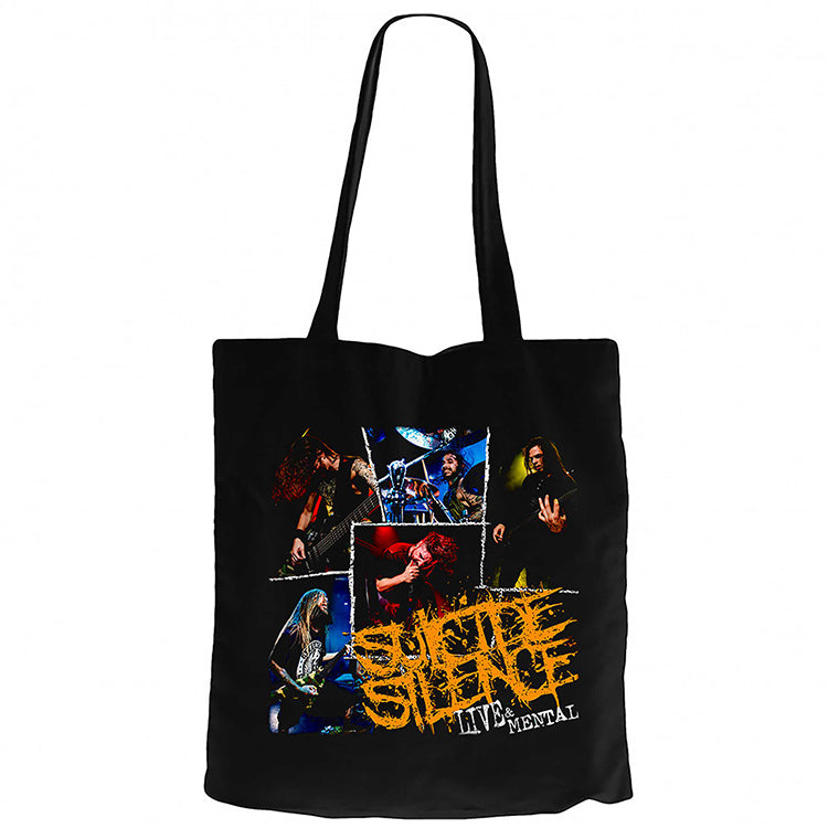 Suicide Silence Lıve And Mental Siyah Fermuarlı Bez Çanta Gabardin