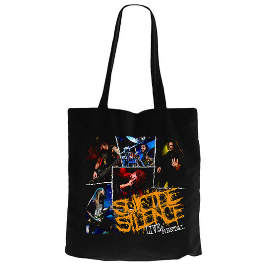 Suicide Silence Lıve And Mental Siyah Fermuarlı Bez Çanta Gabardin