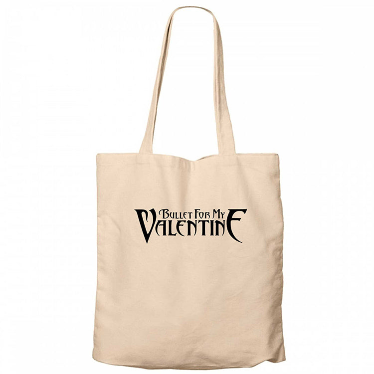 Bullet for My Valentine Logo Krem Fermuarlı Bez Çanta Gabardin