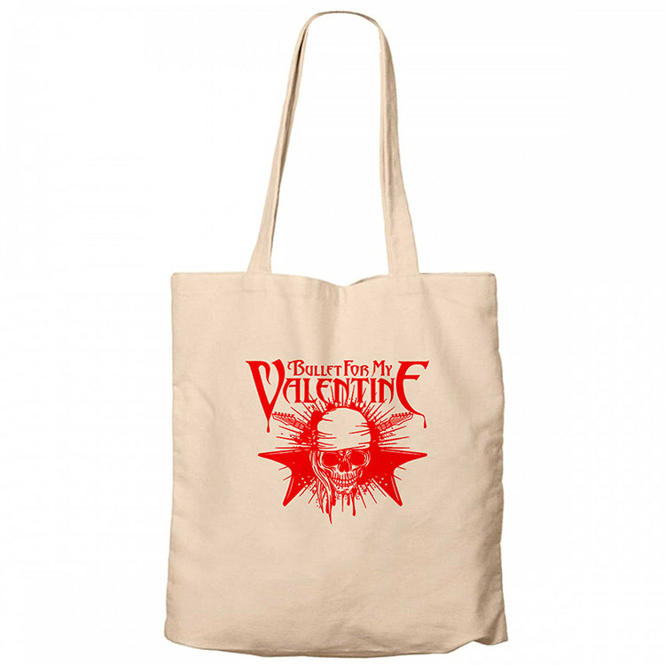 Bullet for My Valentine Skull Krem Fermuarlı Bez Çanta Gabardin