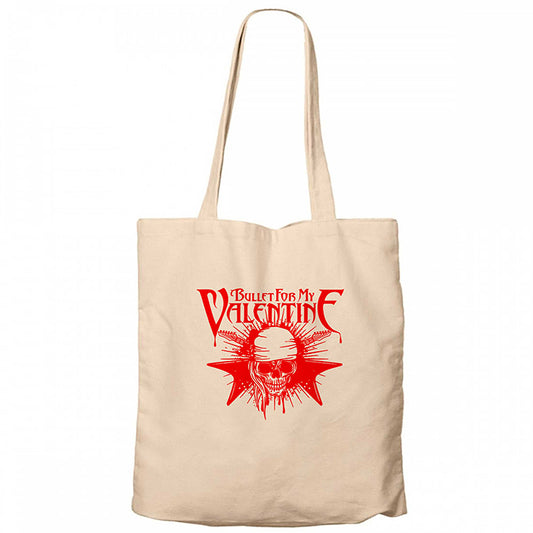 Bullet for My Valentine Skull Krem Fermuarlı Bez Çanta Gabardin