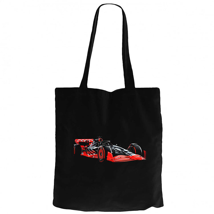 F1 Audi Car Siyah Fermuarlı Bez Çanta Gabardin