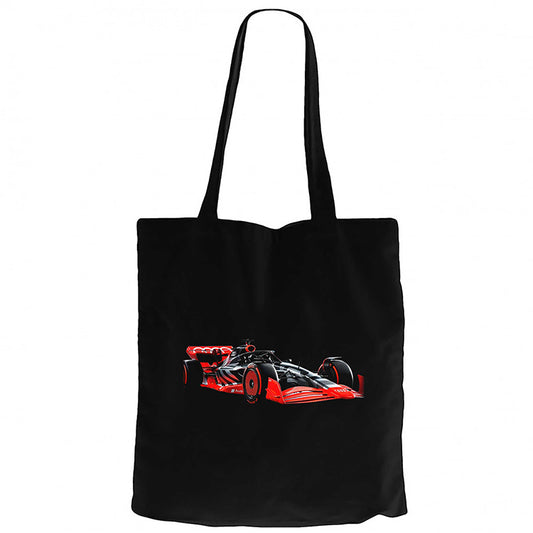 F1 Audi Car Siyah Fermuarlı Bez Çanta Gabardin