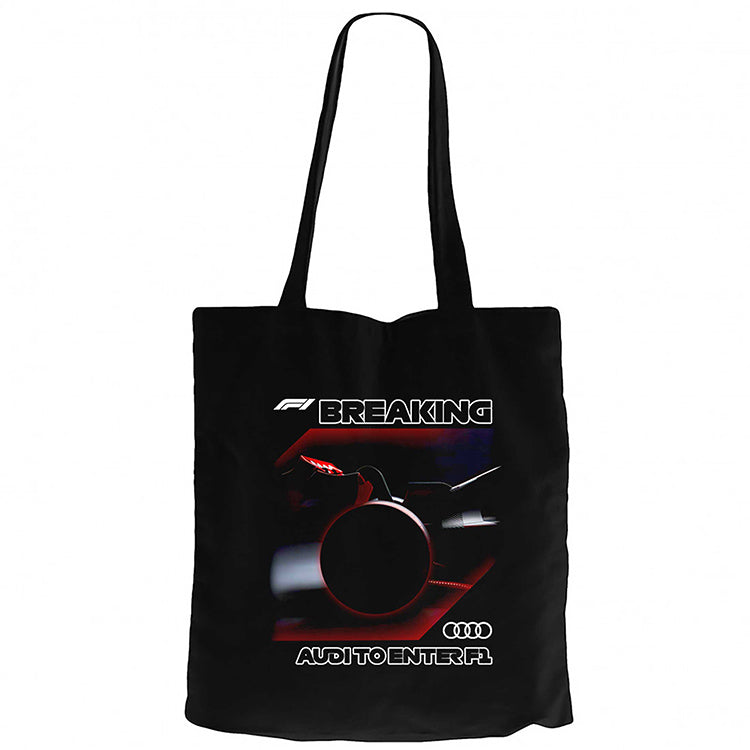 F1 Breaking Siyah Fermuarlı Bez Çanta Gabardin