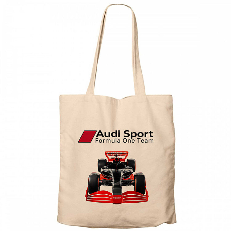 F1 Audi Sport Formula Krem Fermuarlı Bez Çanta Gabardin