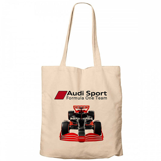 F1 Audi Sport Formula Krem Fermuarlı Bez Çanta Gabardin