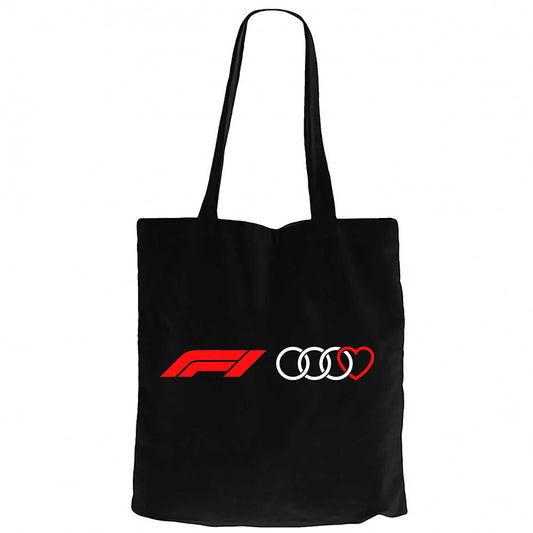 F1 Audi Love Siyah Fermuarlı Bez Çanta Gabardin
